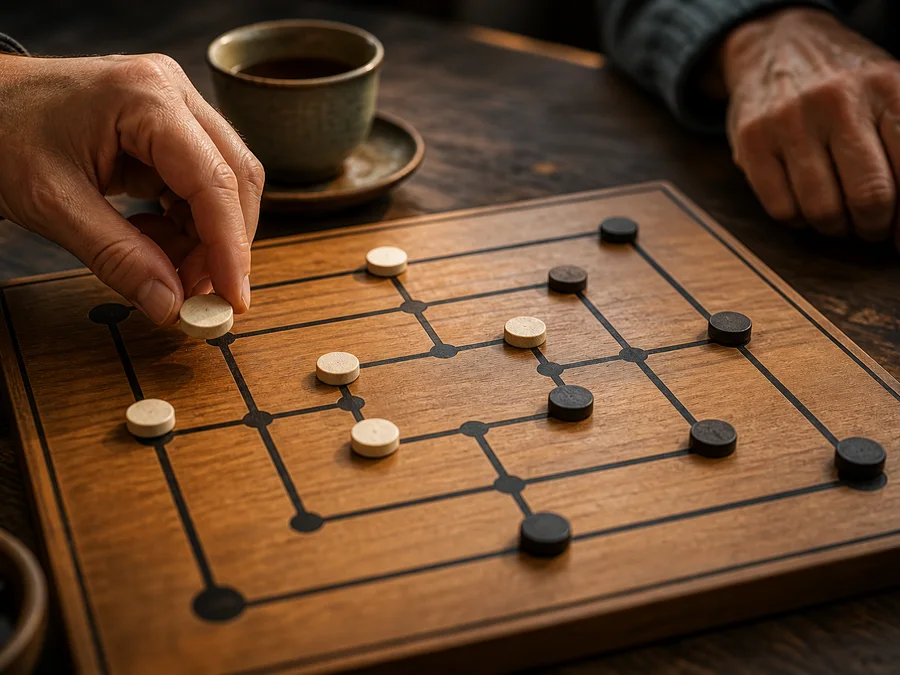 Options for AI play, two players on one device, and online rooms