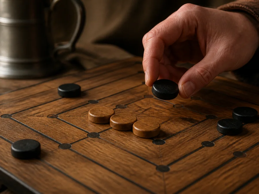 A board position where one stone moves out and back to re-form the same mill