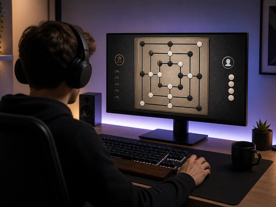 Online Nine Men's Morris moves synchronizing before a player reconnects to the same game
