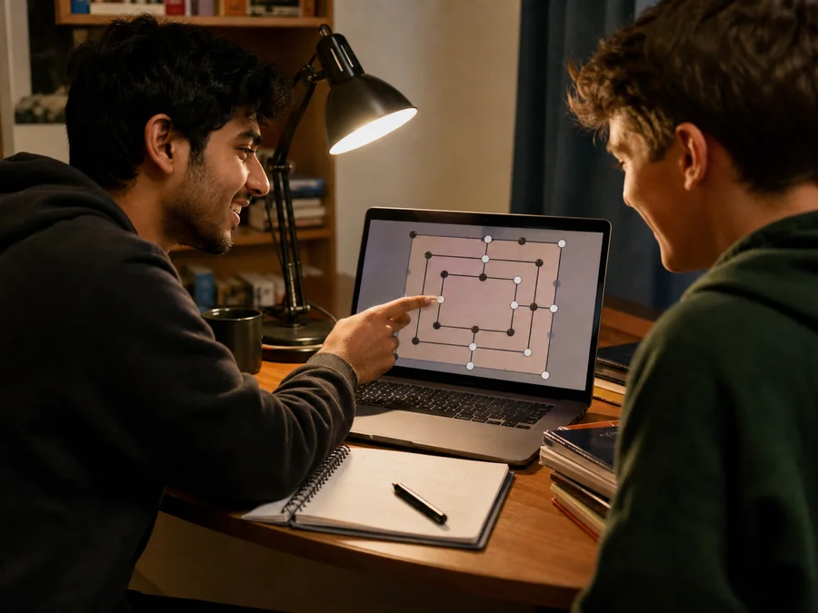 Analyzing candidate moves, mills, and blocking routes while teaching Nine Men's Morris on one device